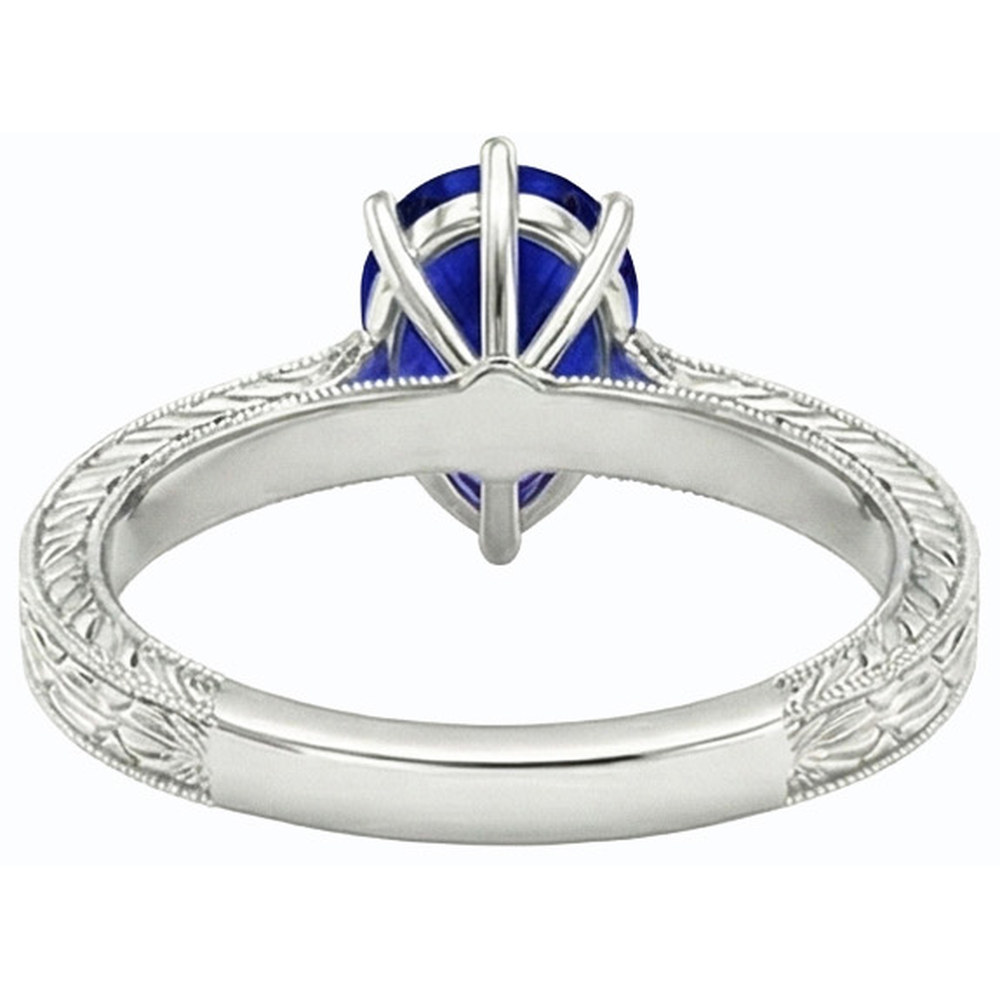natural pear sapphire 1.50ct ring top view