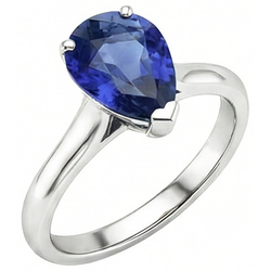 Natural Sapphire Ring 2ct - White Gold 14K