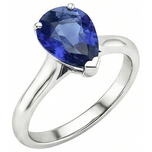 natural pear sapphire 2ct ring front view