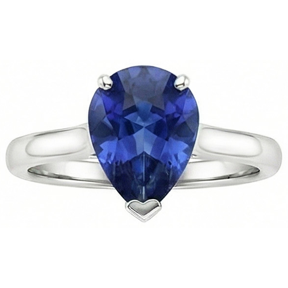 natural pear sapphire 2ct ring close up detail