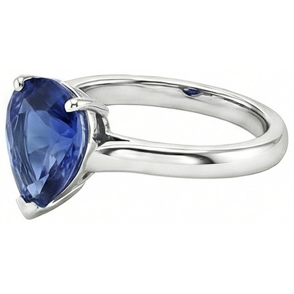 natural pear sapphire 2ct ring top view