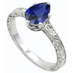 Natural Sapphire Ring 2ct - White Gold 14K