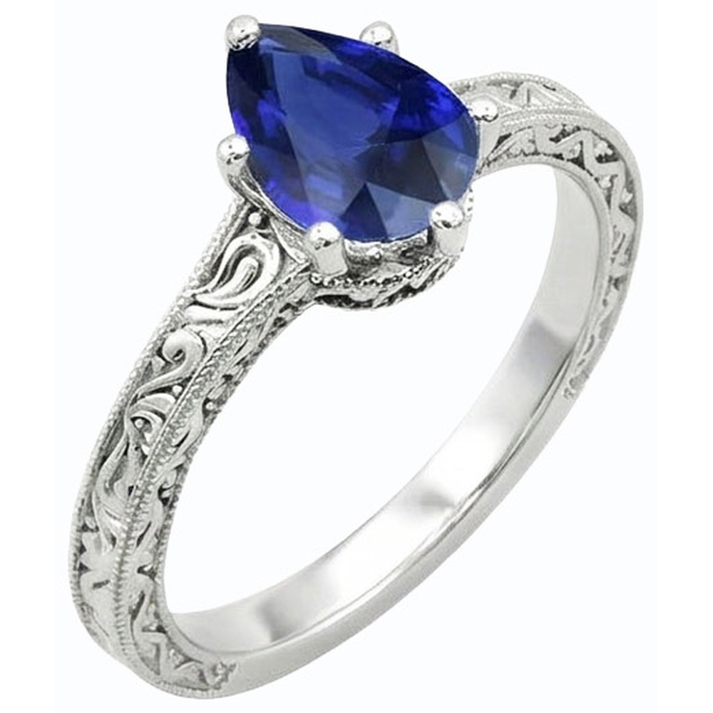 natural pear sapphire 2ct ring side angle