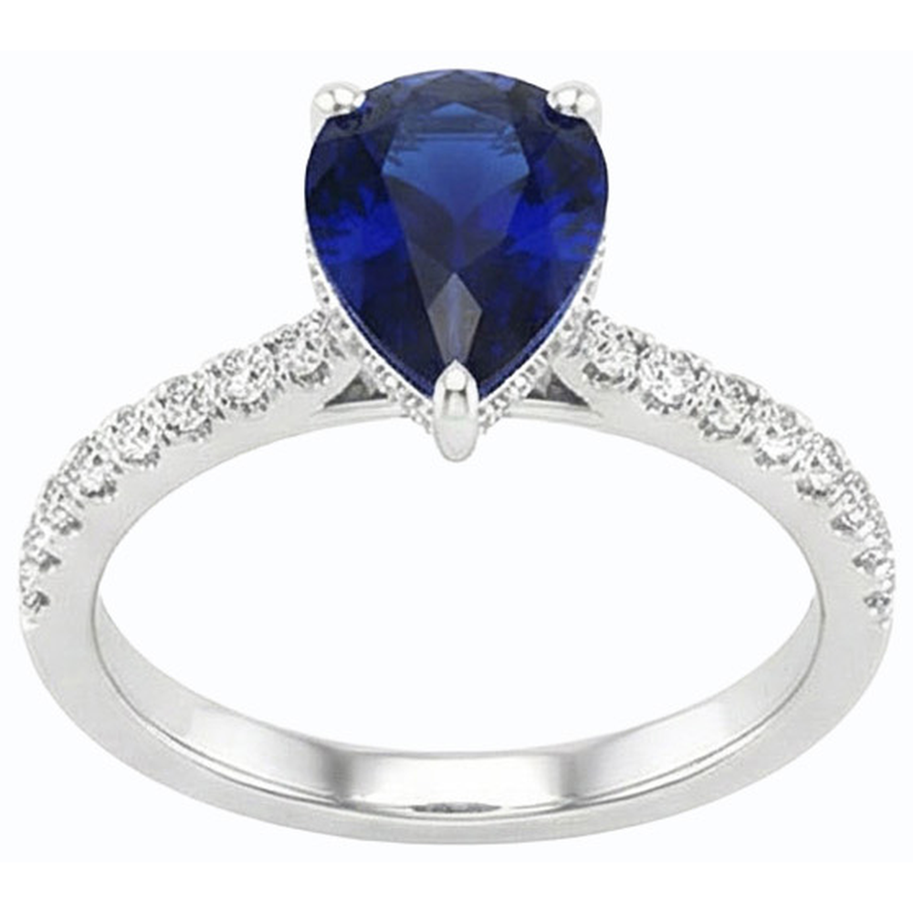 natural round sapphire 3.50ct ring close up detail