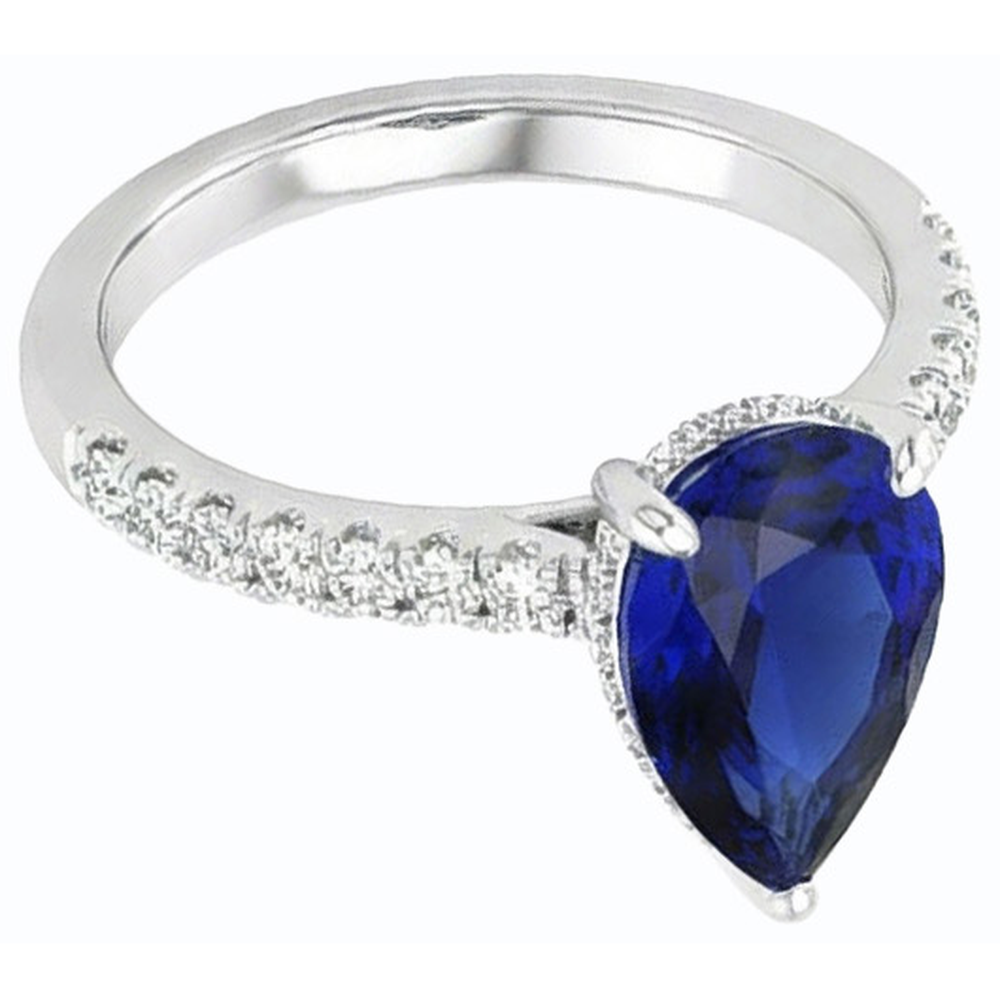 natural round sapphire 3.50ct ring profile view