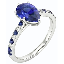Natural Sapphire Ring 2.50ct - White Gold 14K