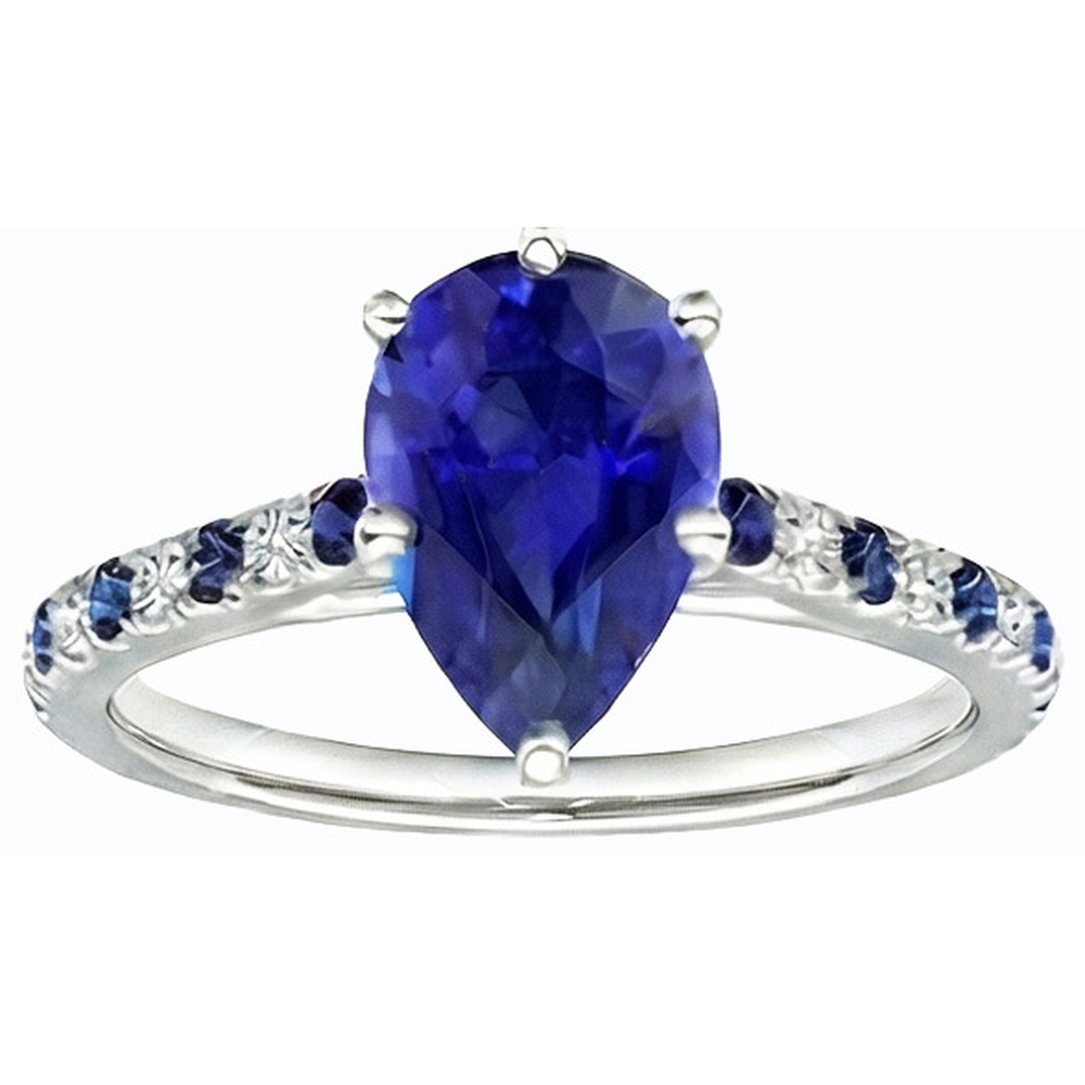 natural round sapphire 2.50ct ring close up detail
