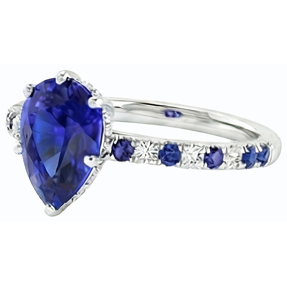 natural round sapphire 2.50ct ring top view