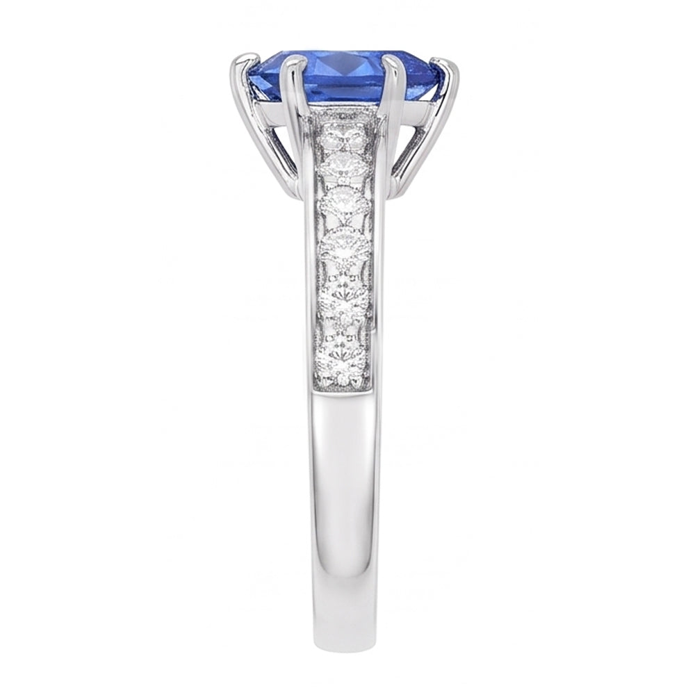 Solitaire Pear Shaped Ceylon Sapphire Ring With Accents 2.50 Carats