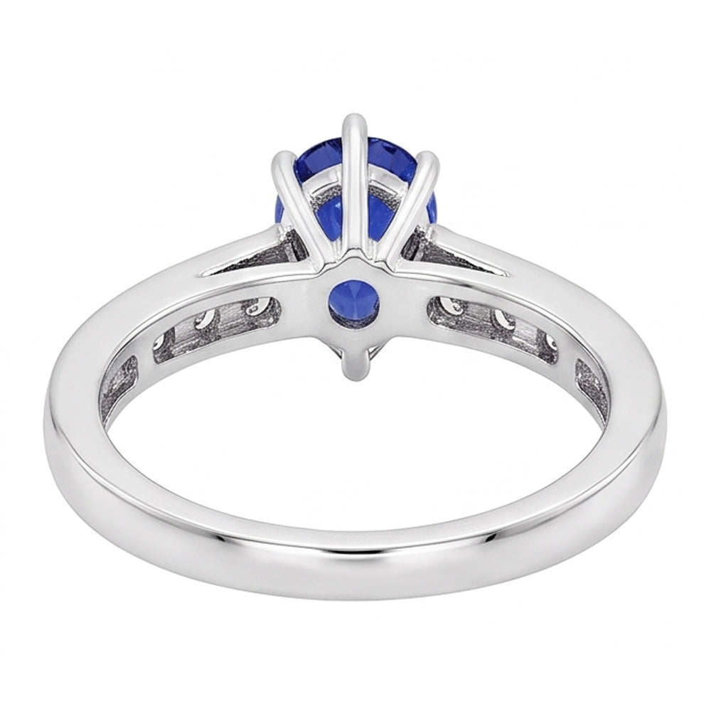 Solitaire Pear Shaped Ceylon Sapphire Ring With Accents 2.50 Carats
