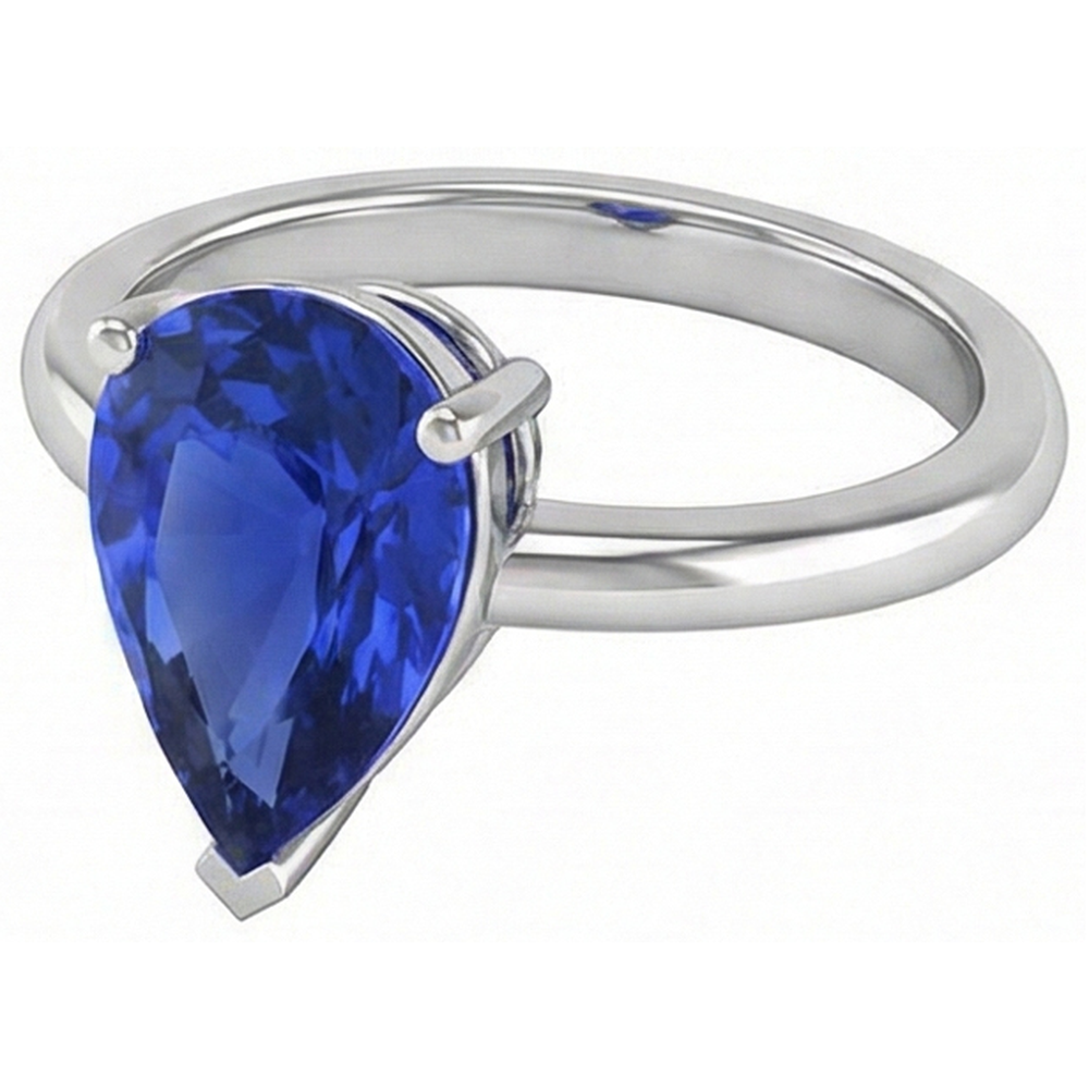 natural pear sapphire 3ct ring close up detail