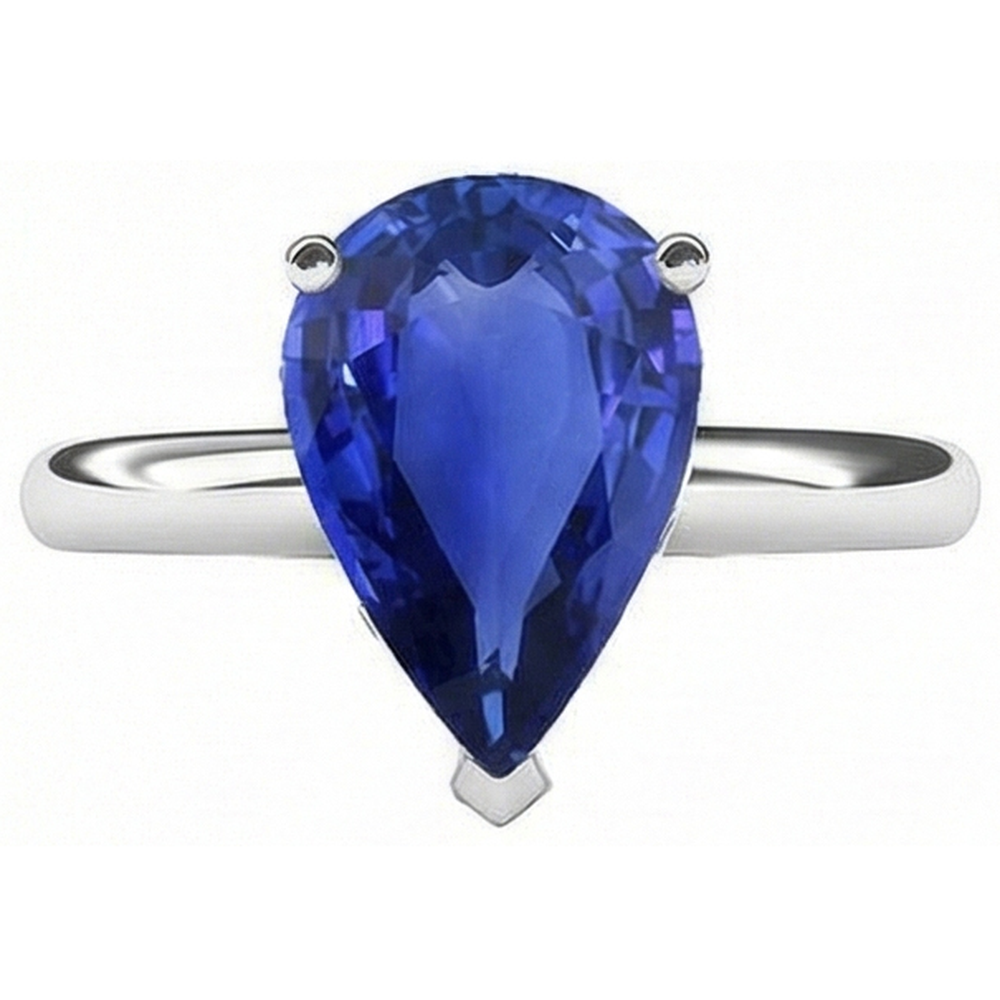 natural pear sapphire 3ct ring top view