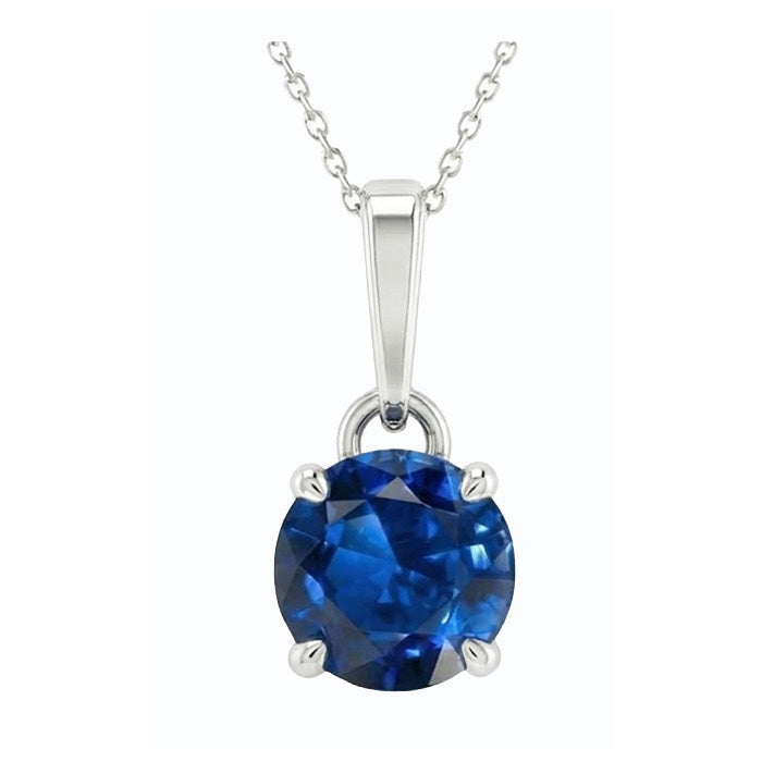 natural round sapphire 3ct pendant close up detail