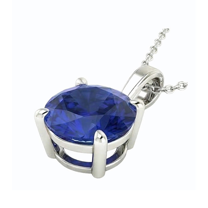 natural round sapphire 3ct pendant side angle