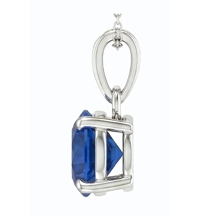 natural round sapphire 3ct pendant profile view