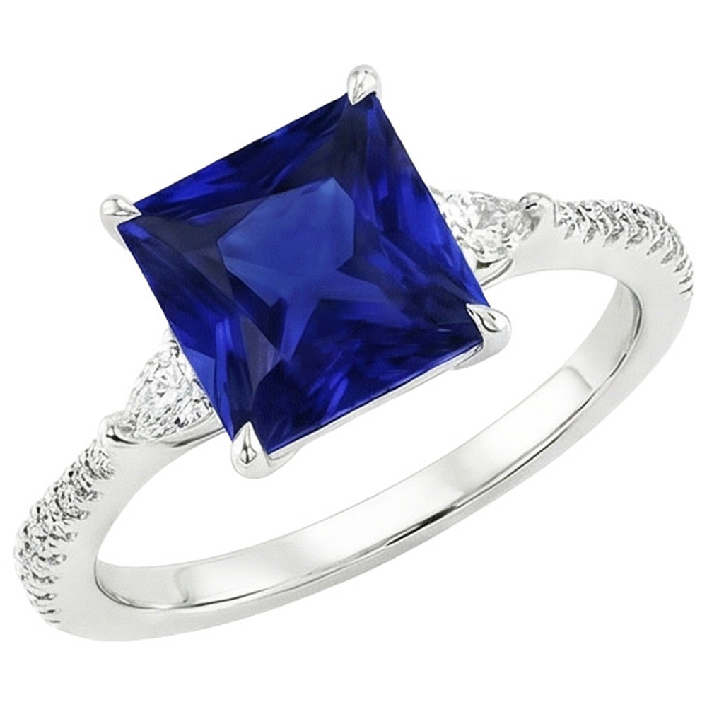 natural round sapphire 6ct ring close up detail