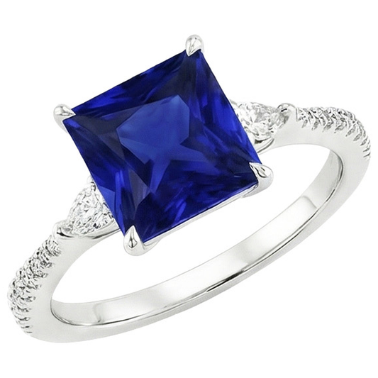 natural round sapphire 6ct ring close up detail