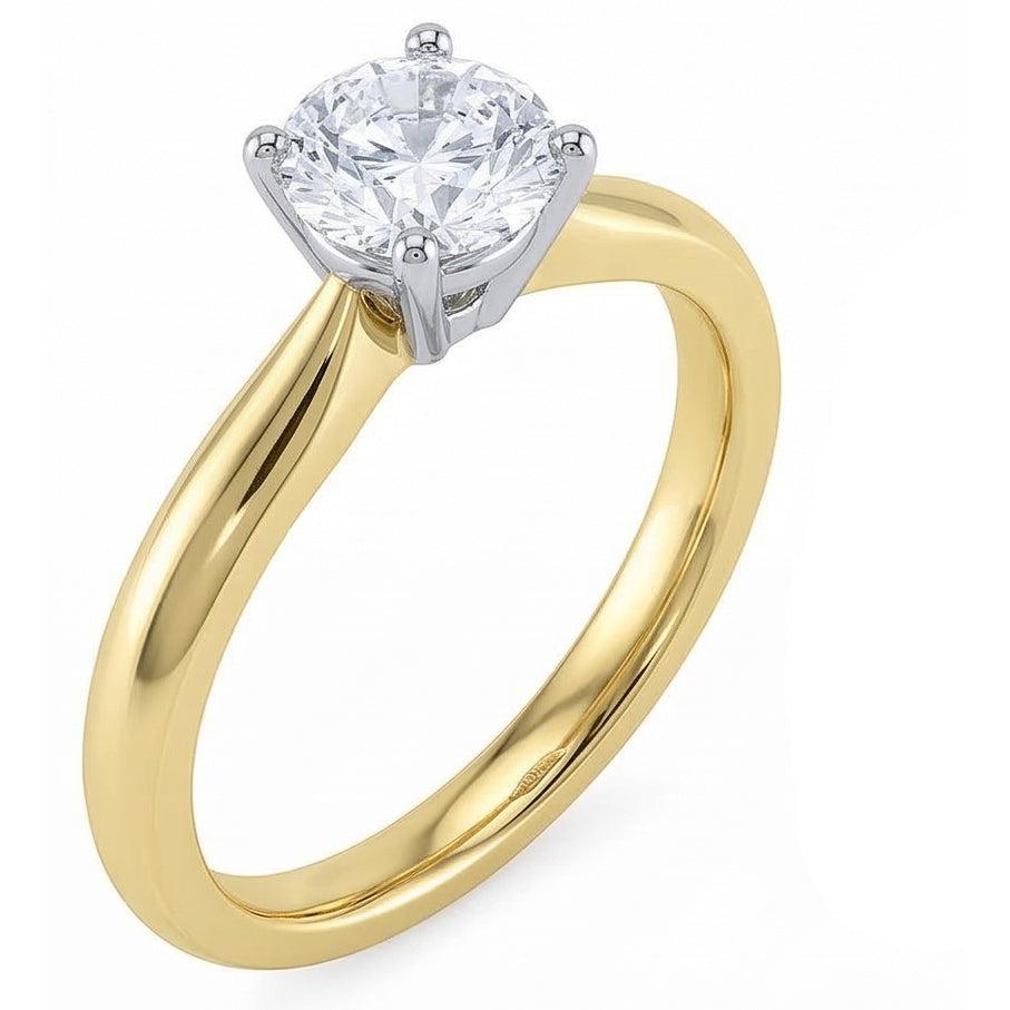 Solitaire Real 1.25 Carat Natural Earth Mined Diamond ( Not Lab Grown ) Engagement Ring Two Tone 14K