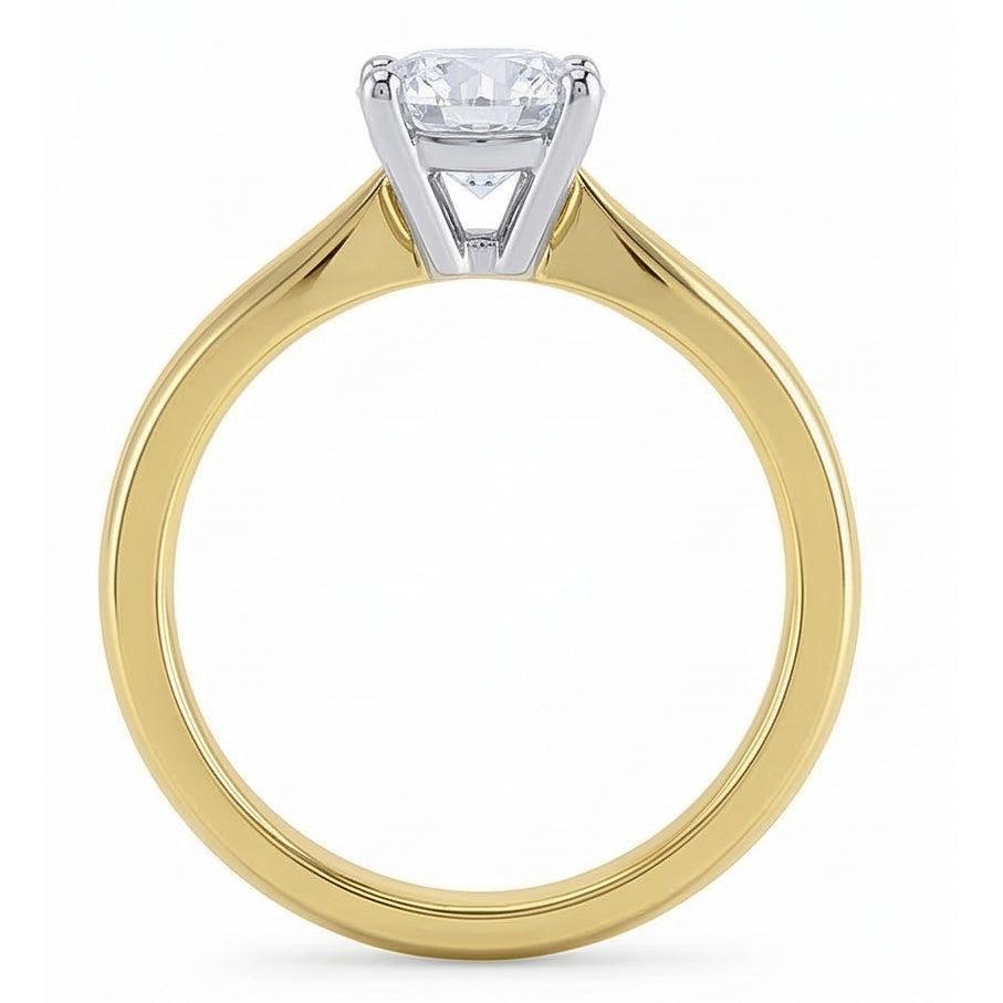 Solitaire Real 1.25 Carat Natural Earth Mined Diamond ( Not Lab Grown ) Engagement Ring Two Tone 14K