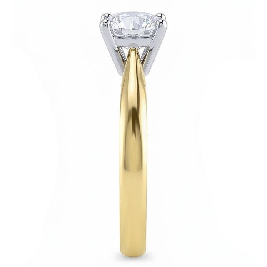 Solitaire Real 1.25 Carat Natural Earth Mined Diamond ( Not Lab Grown ) Engagement Ring Two Tone 14K
