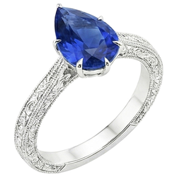 Natural Sapphire Ring 2ct - White Gold 14K