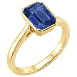 Natural Solitaire Ring Bezel Set Emerald Sri Lankan Sapphire 3 Carats