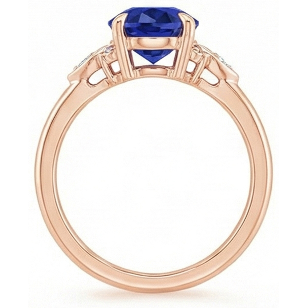 natural round sapphire 4ct ring on white background