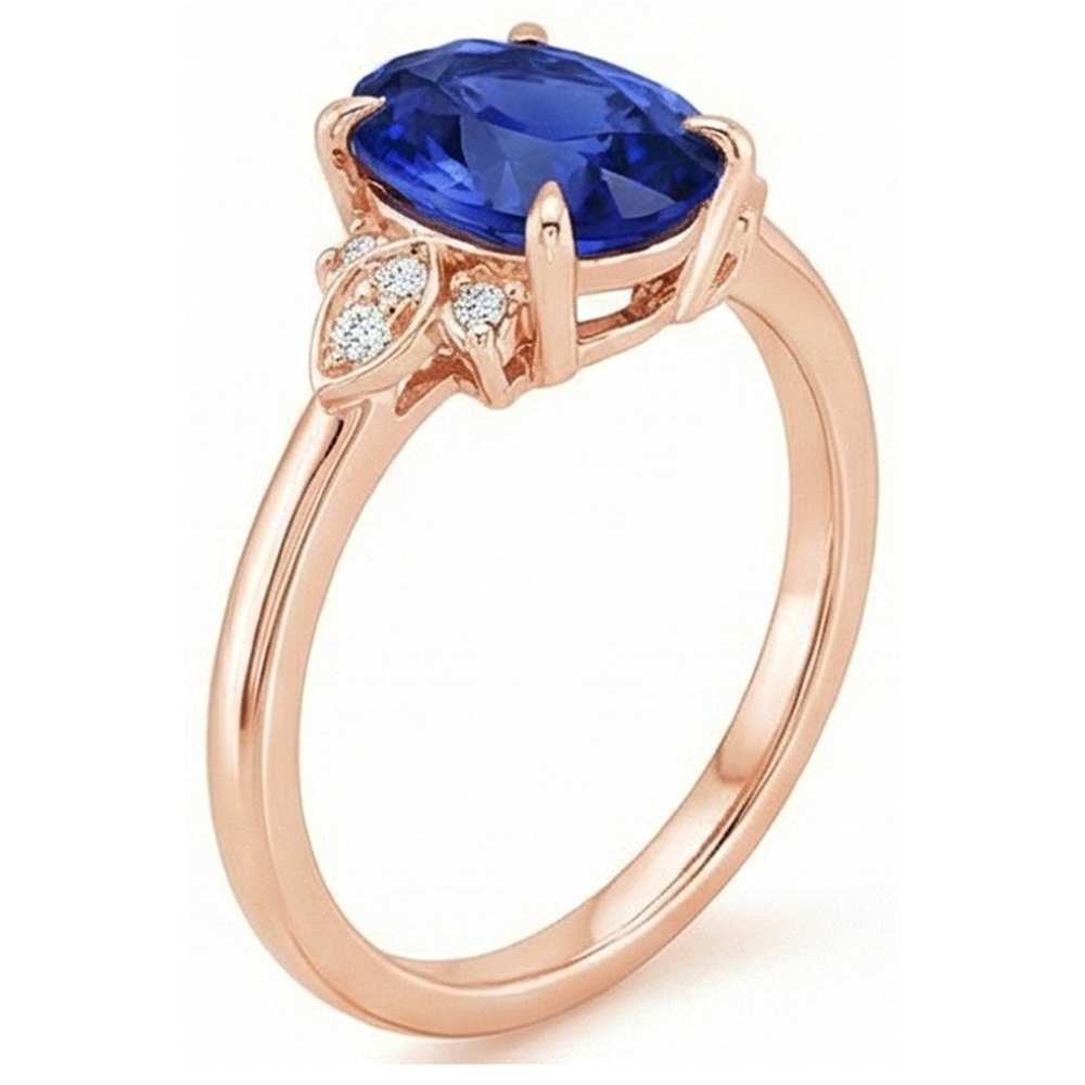 natural round sapphire 4ct ring side angle