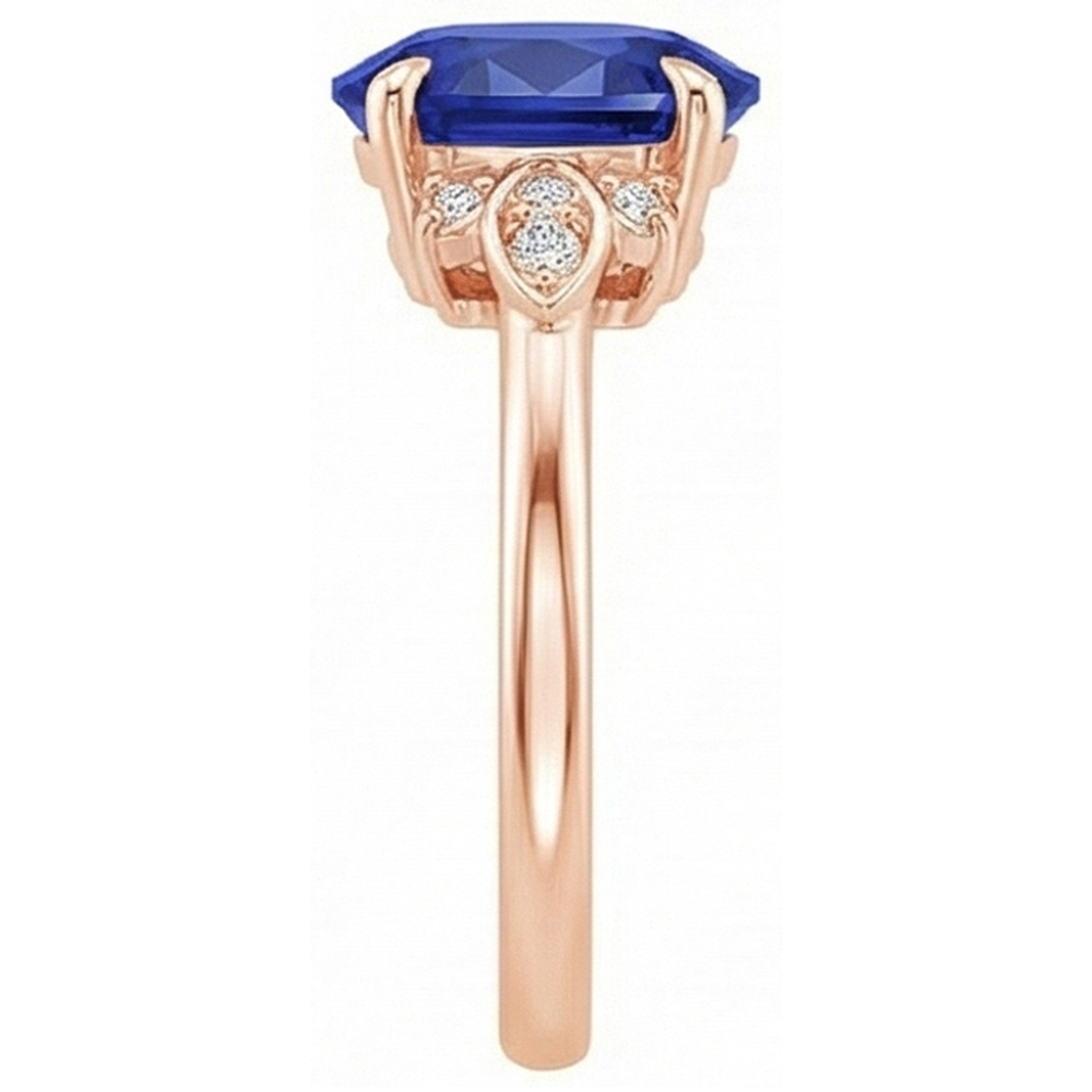 natural round sapphire 4ct ring profile view