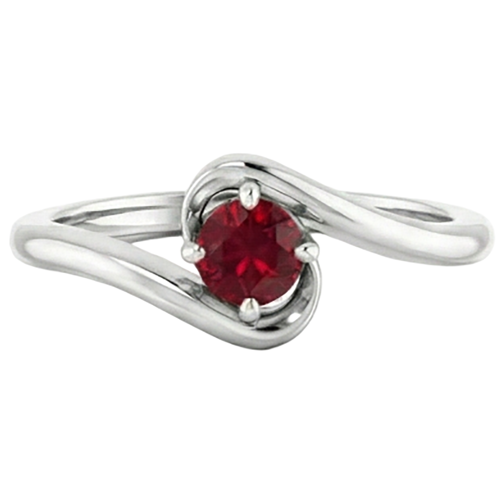 natural round ruby 1.50ct ring top view