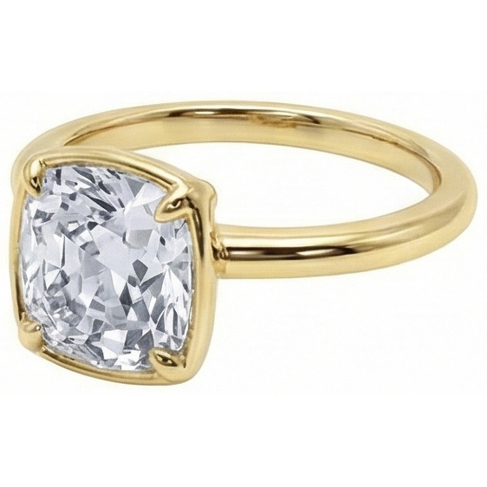 Solitaire Ring Cushion Old Miner Genuine Natural Earth Mined Diamond Prong Set 2.25 Carats