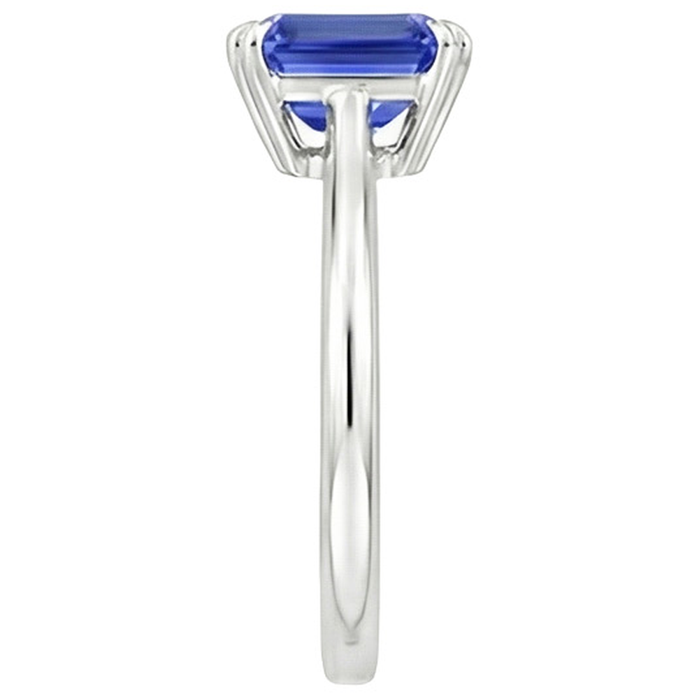 Solitaire Ring Emerald Blue Sapphire 3 Carats White Gold 14K