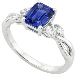 Natural Sapphire Ring 4ct - White Gold 14K