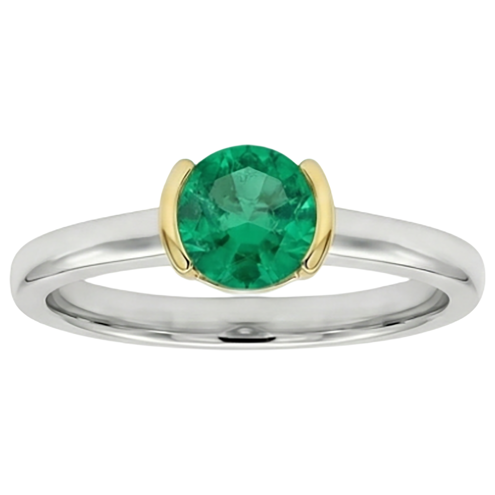 Natural Emerald Colored Stone Ring – side view