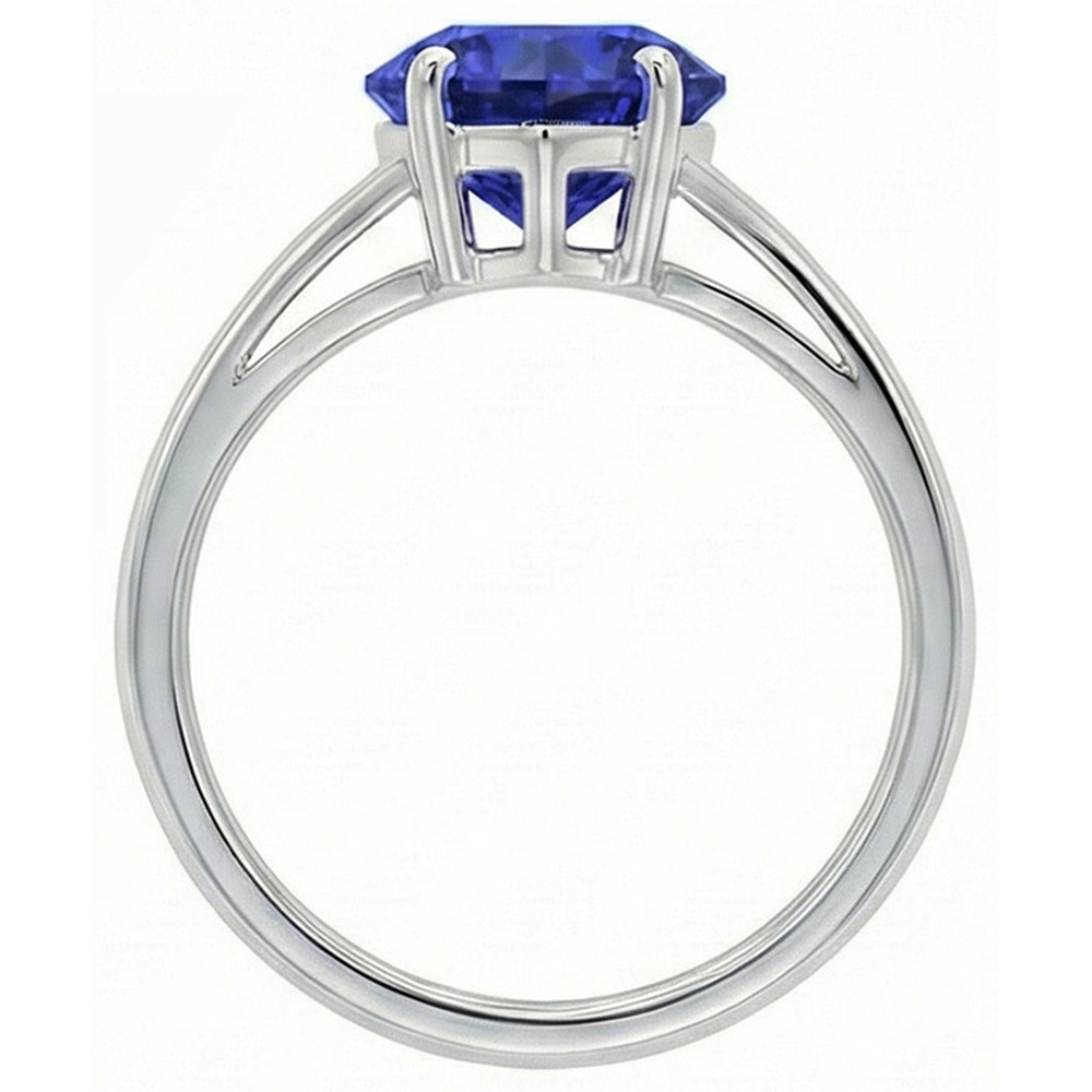 Solitaire Ring Heart Ceylon Sapphire 2 Carats 14K Gold Split Shank