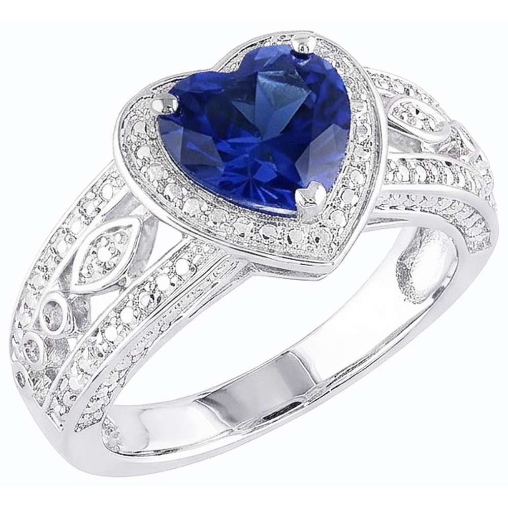 natural heart sapphire 2ct ring front view
