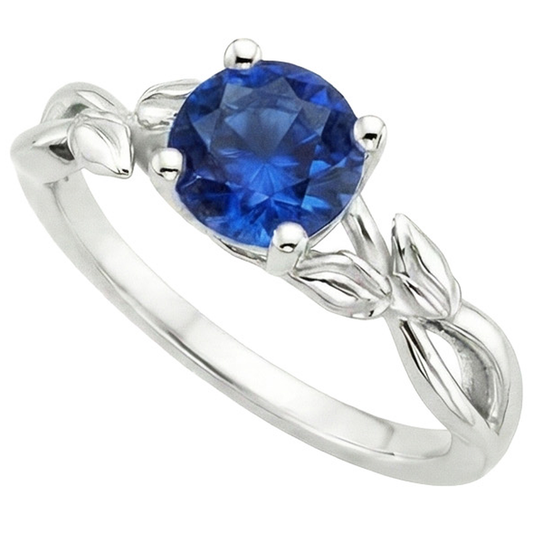 natural round sapphire 2ct ring side angle