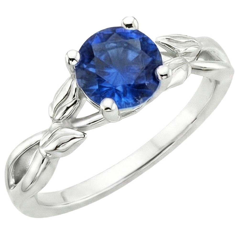 natural round sapphire 2ct ring top view