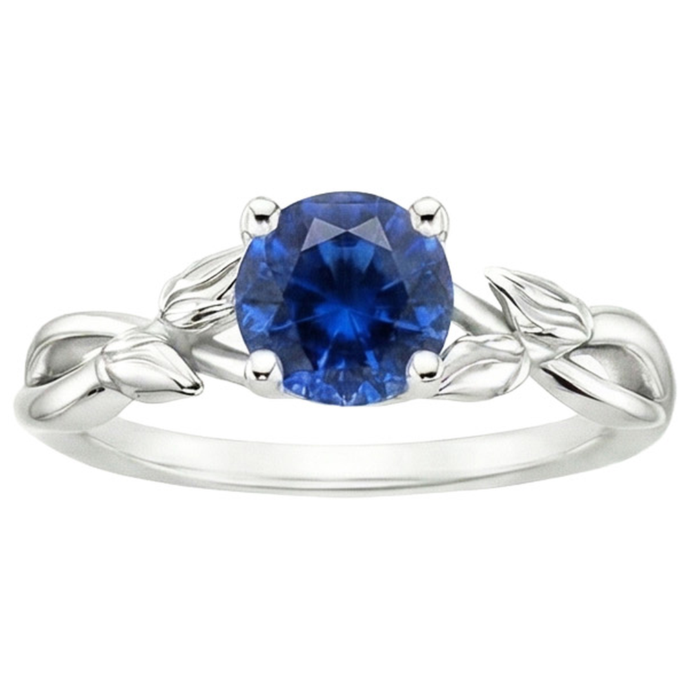 natural round sapphire 2ct ring close up detail