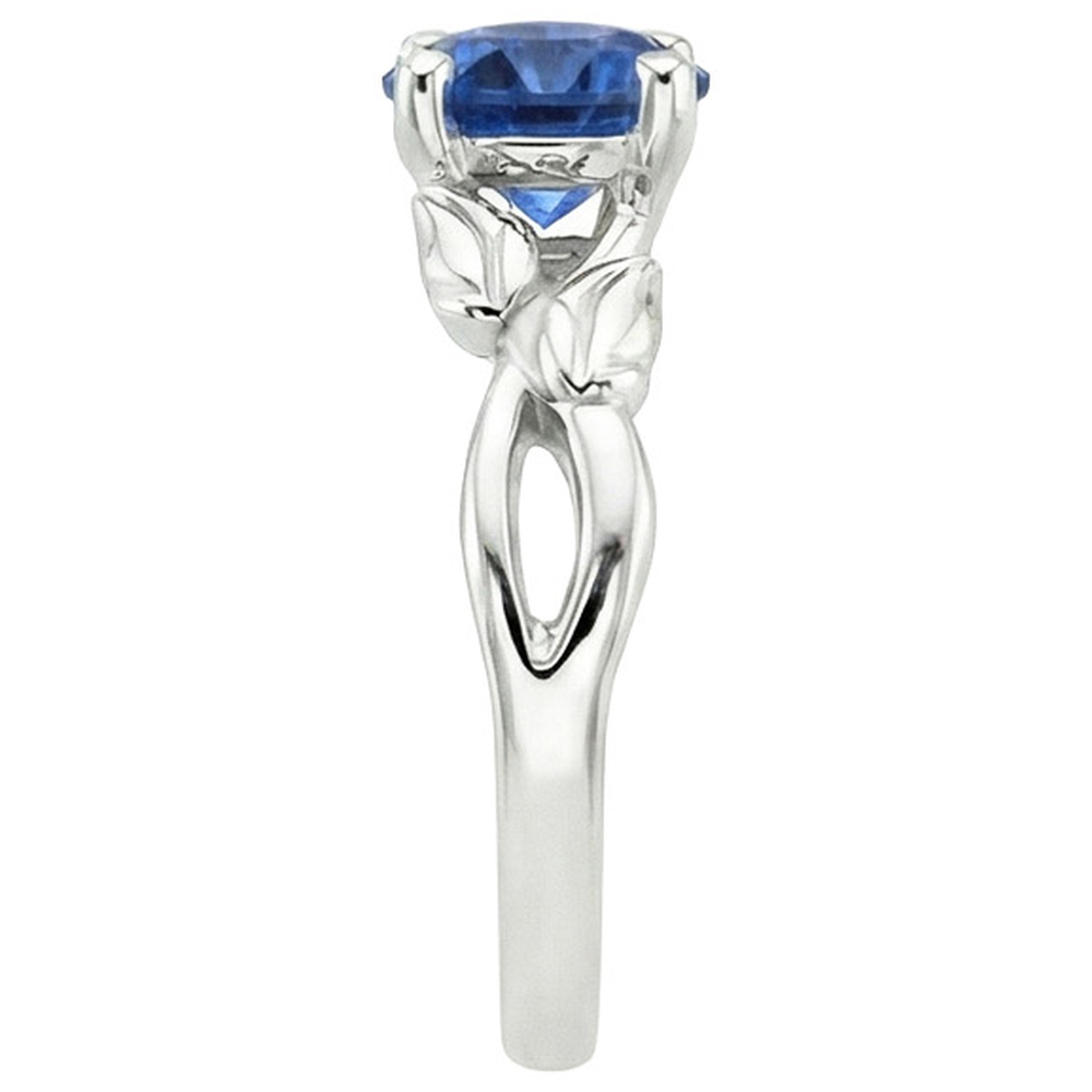 natural round sapphire 2ct ring profile view