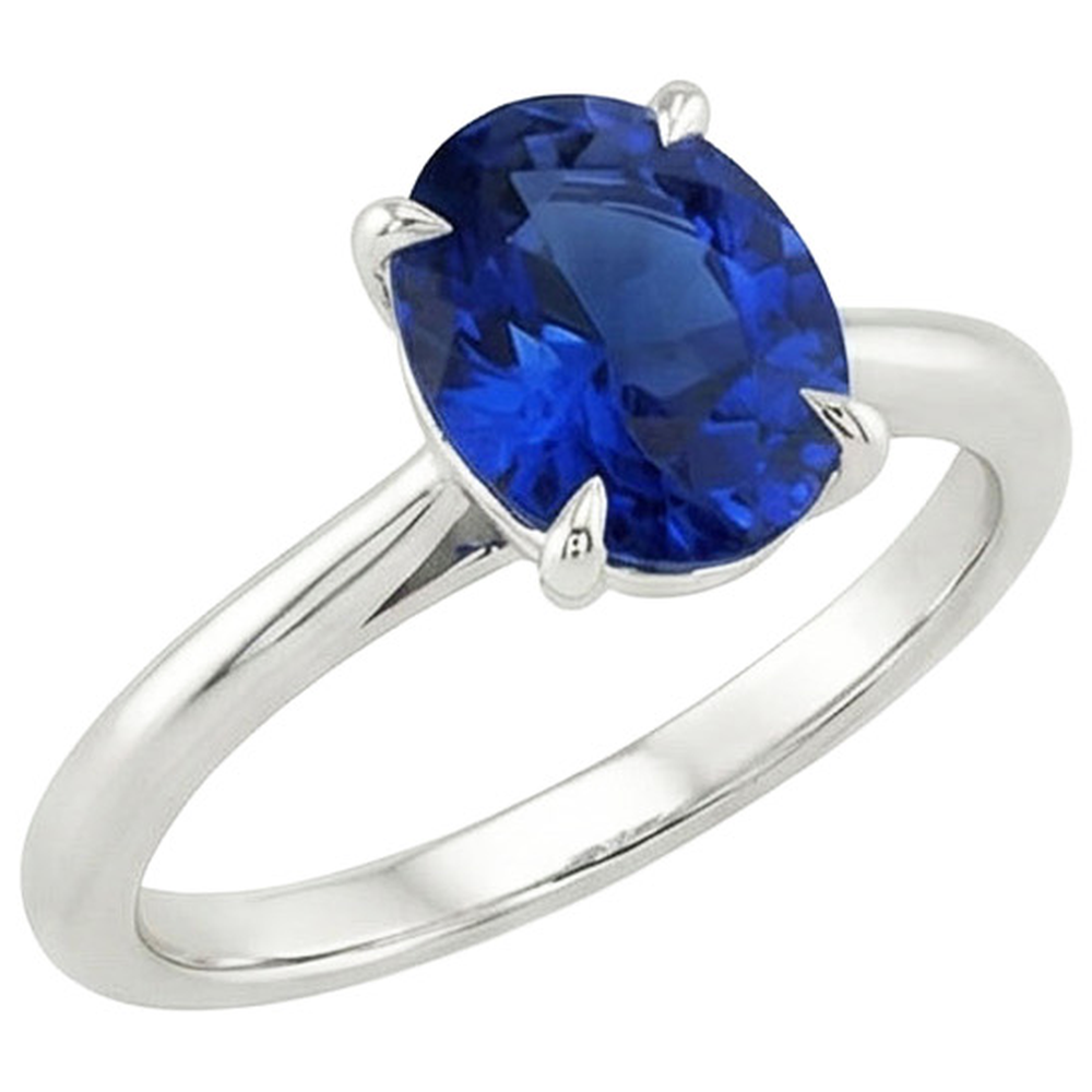 Solitaire Ring Oval Cut Ceylon Sapphire 2.50 Carats Prong Set