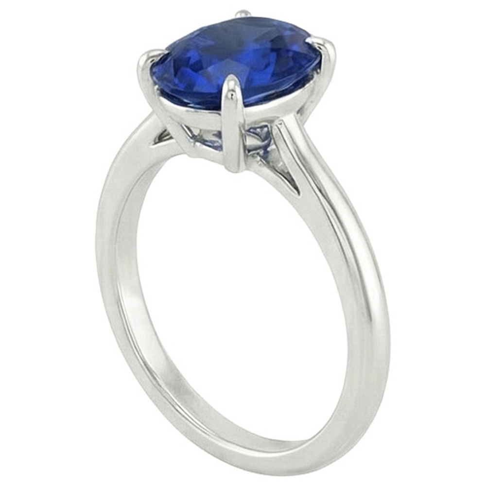 Solitaire Ring Oval Cut Ceylon Sapphire 2.50 Carats Prong Set