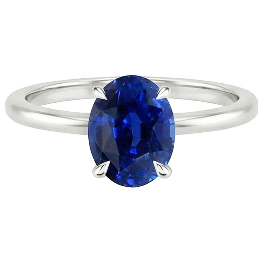 Solitaire Ring Oval Cut Ceylon Sapphire 2.50 Carats Prong Set