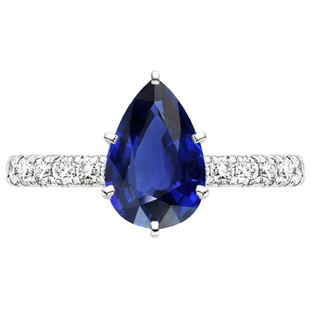 natural round sapphire 5.25ct ring top view