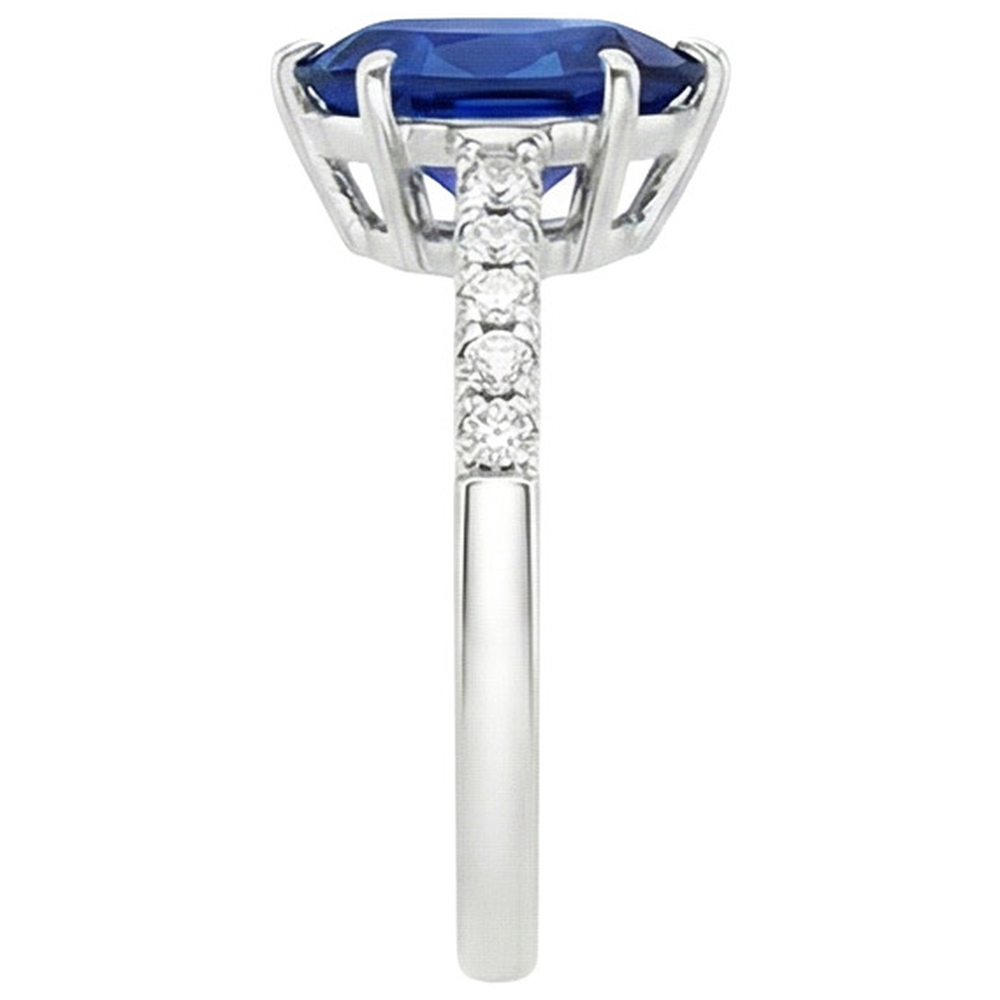 natural round sapphire 5ct ring on white background