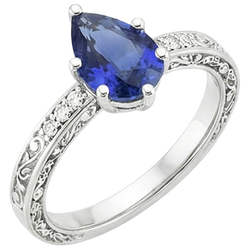 Natural Sapphire Ring 4ct - White Gold 14K