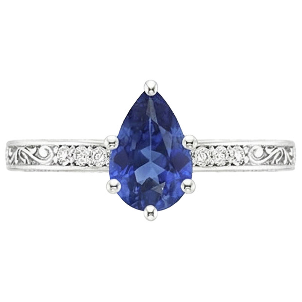 natural round sapphire 4ct ring profile view