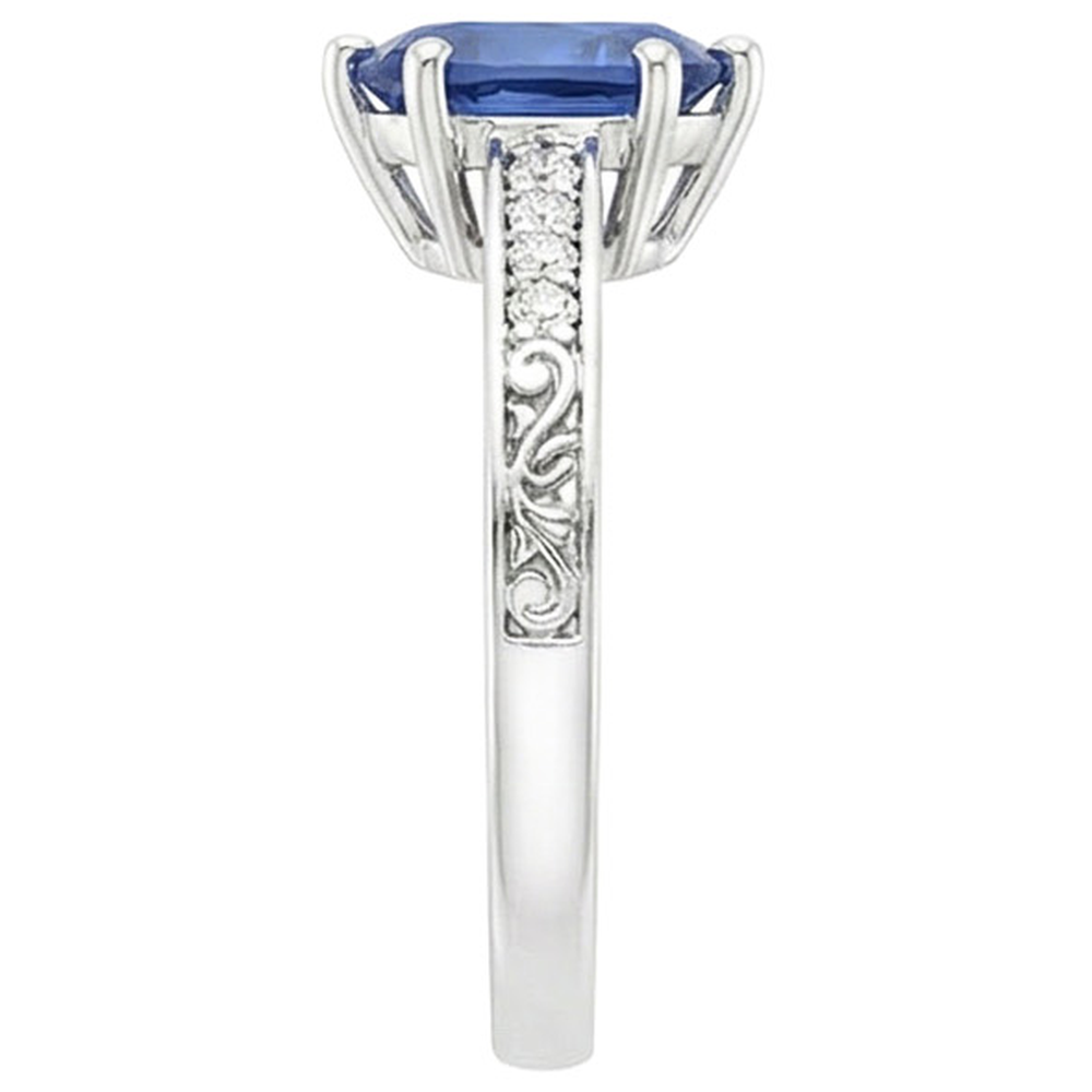 natural round sapphire 4ct ring on white background