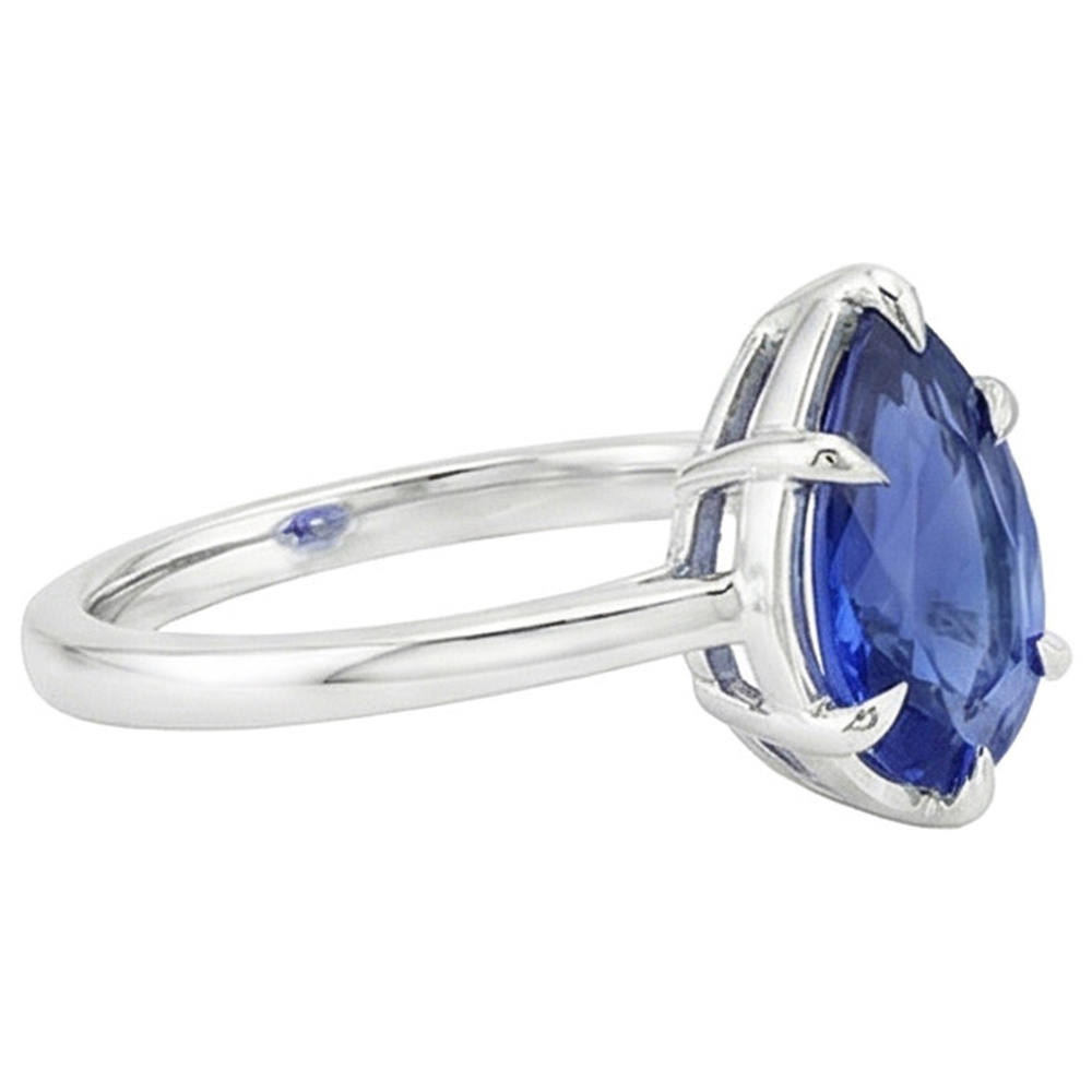 Solitaire Ring Pear Cut Sri Lankan Sapphire 2.50 Carats