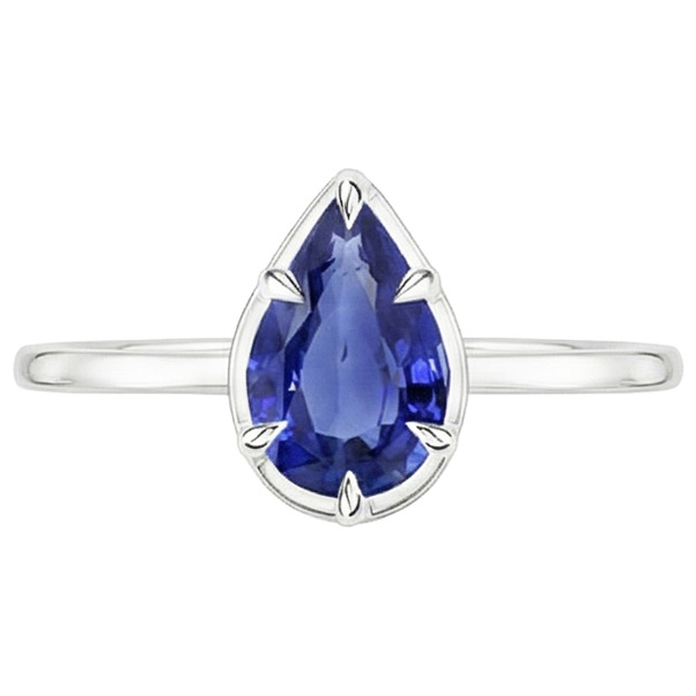 Solitaire Ring Pear Cut Sri Lankan Sapphire 2.50 Carats